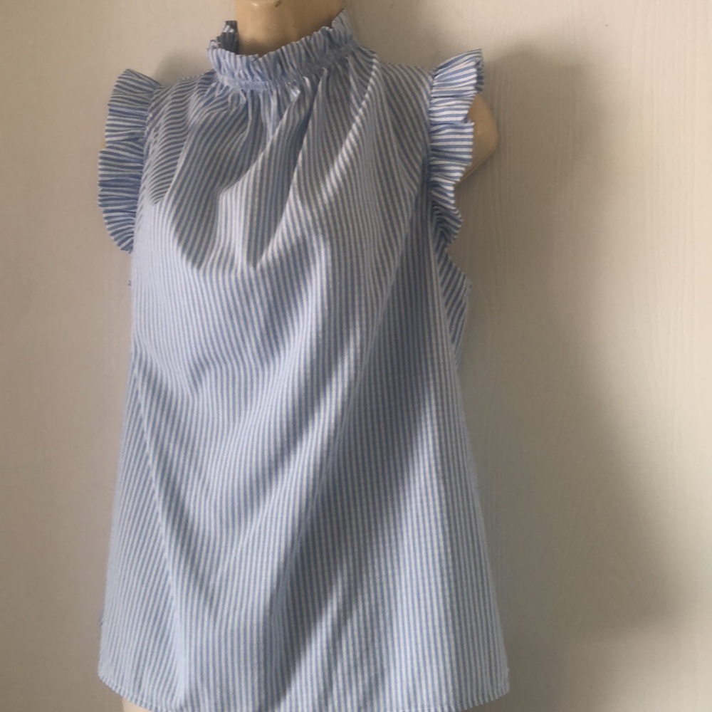 Woman’s spring Striped blue & white maternity feminine sleeveless spring blouse - Picture 4 of 13